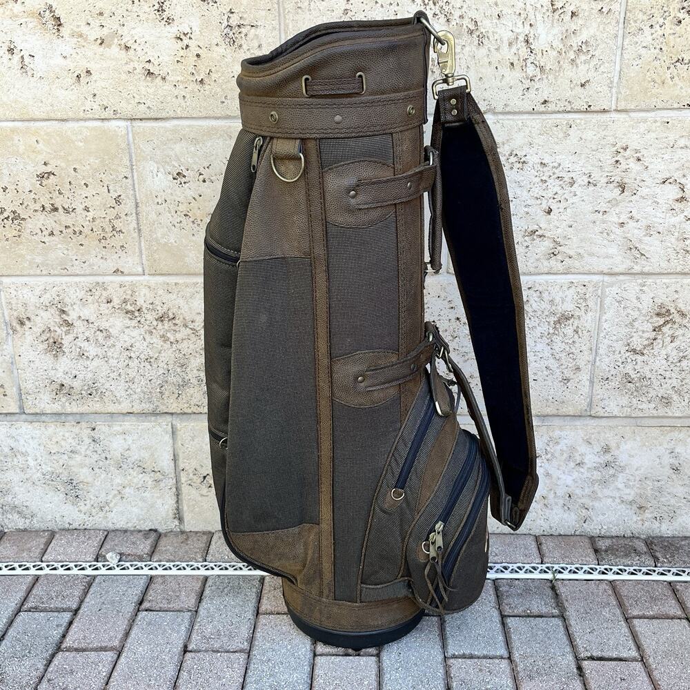 RM CAT Cart 2 Tone Brown 6-Way Golf Cart Bag with Rain Cover Good - Picture 3 of 11